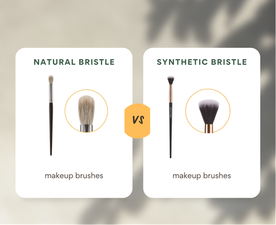 The zoom in cam of the natural bristle and the synthetic bristle for the makeup brushes